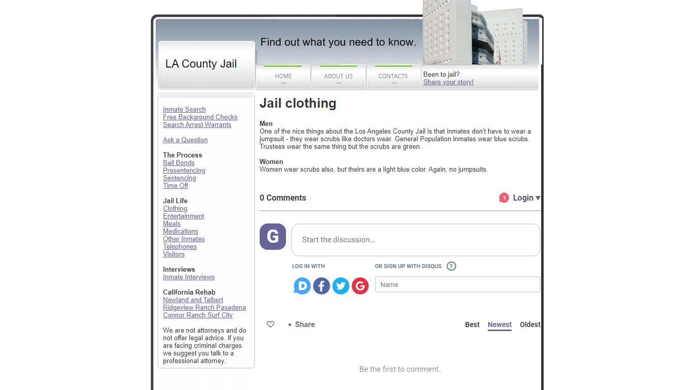Clothing in the Los Angeles County Jail